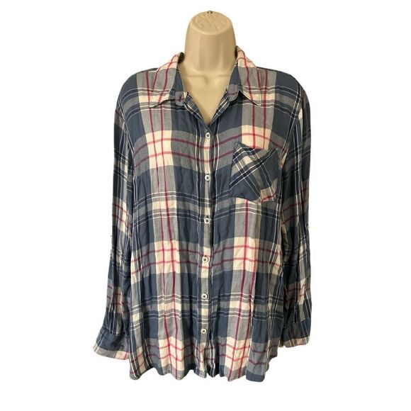 Woolrich Womens Shirt Size XXL Blue Plaid Collared Button Down Long Sleeve - Picture 1 of 6